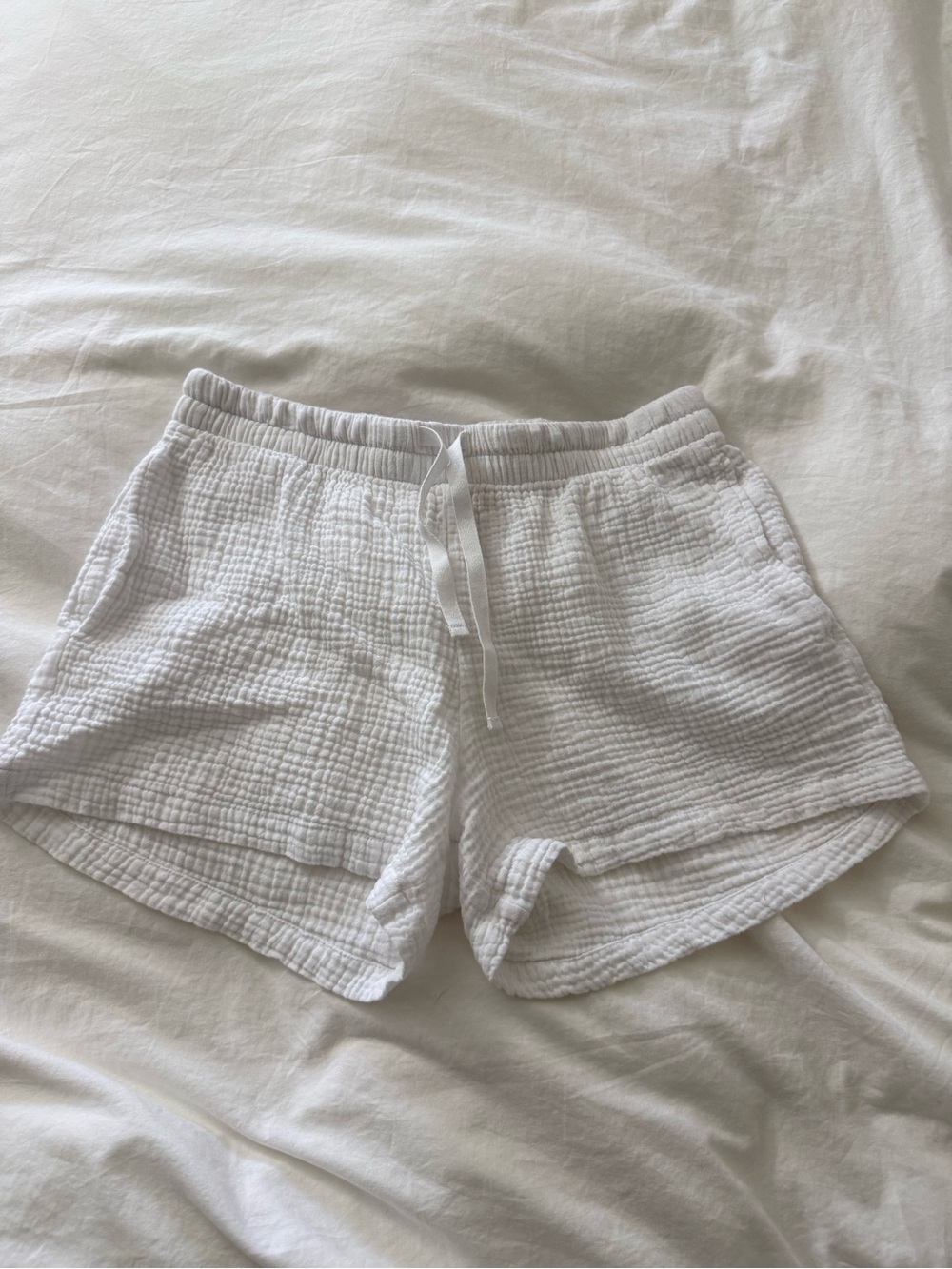 Women’s White Athletic Cotton-Blend Lounge Shorts